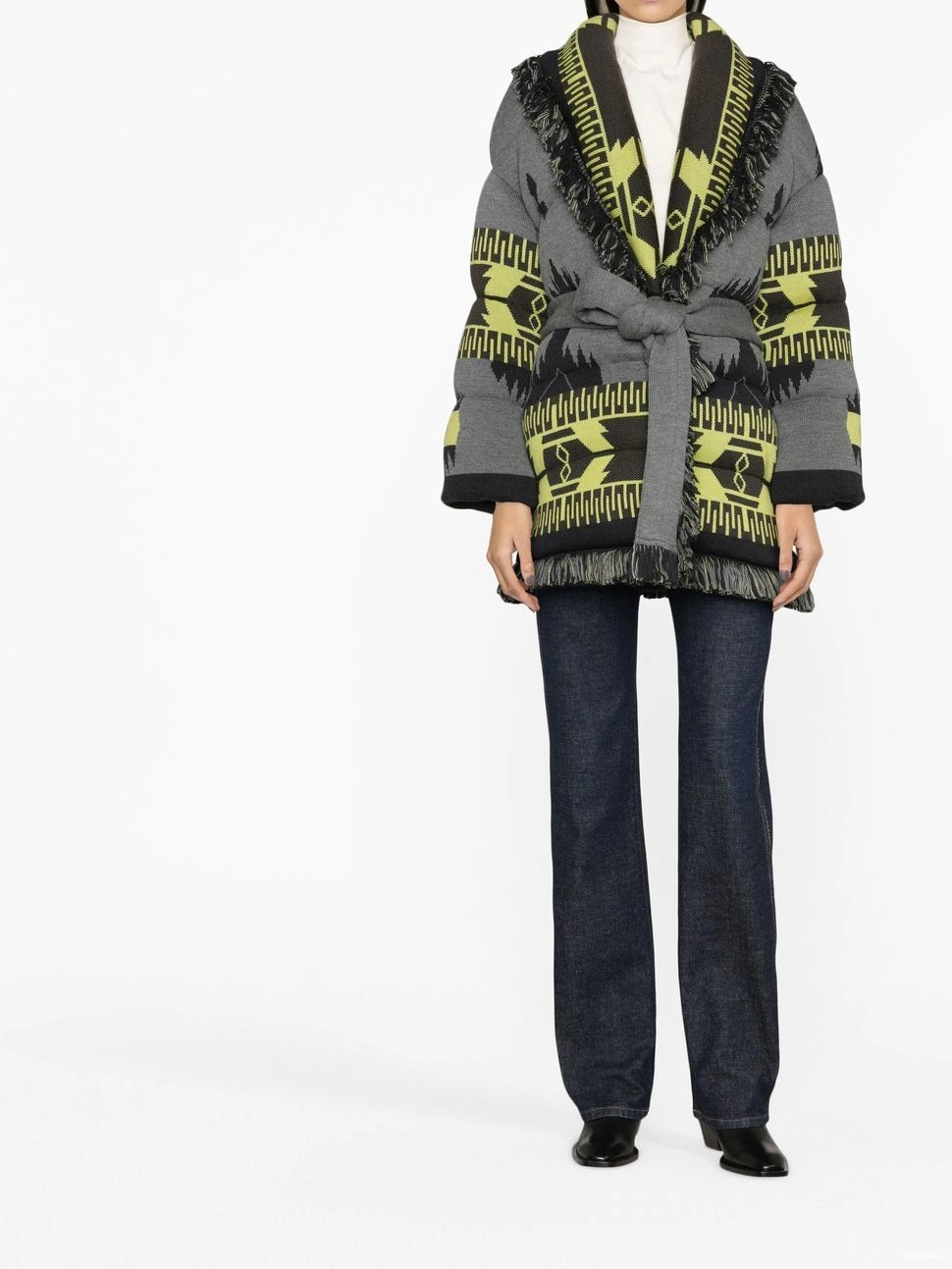 Affordable jacquard belted Alanui puffer jacket Women Icon 0407
